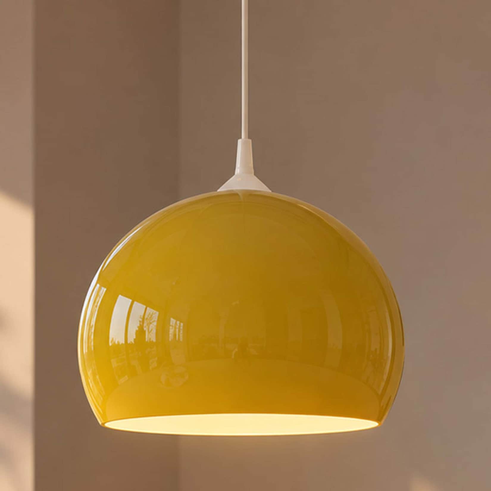Lampenschirm MCW-M34 für Bogen- und Pendelleuchte, Ersatzschirm, Ø 40cm, Kunststoff ~ gelb