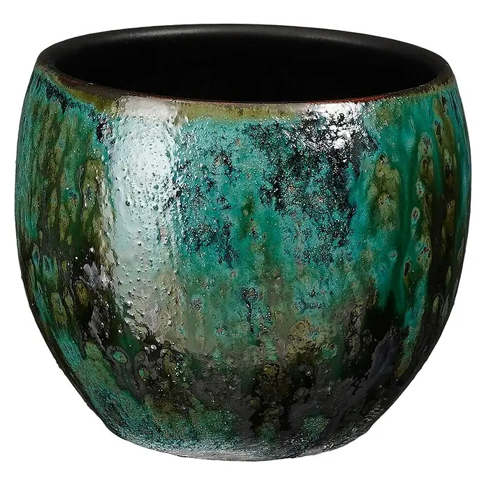 Mica Decorations Übertopf rund Loren (Außenmaß (Ø x H): 14 x 13 cm, Sonstiges, Blau/Grün)