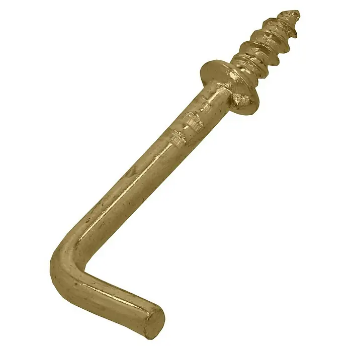 Schraubhaken mit Beffe (Ø x L: 3 x 32 mm, Holzgewinde, Vermessingt, Mit Beffe)