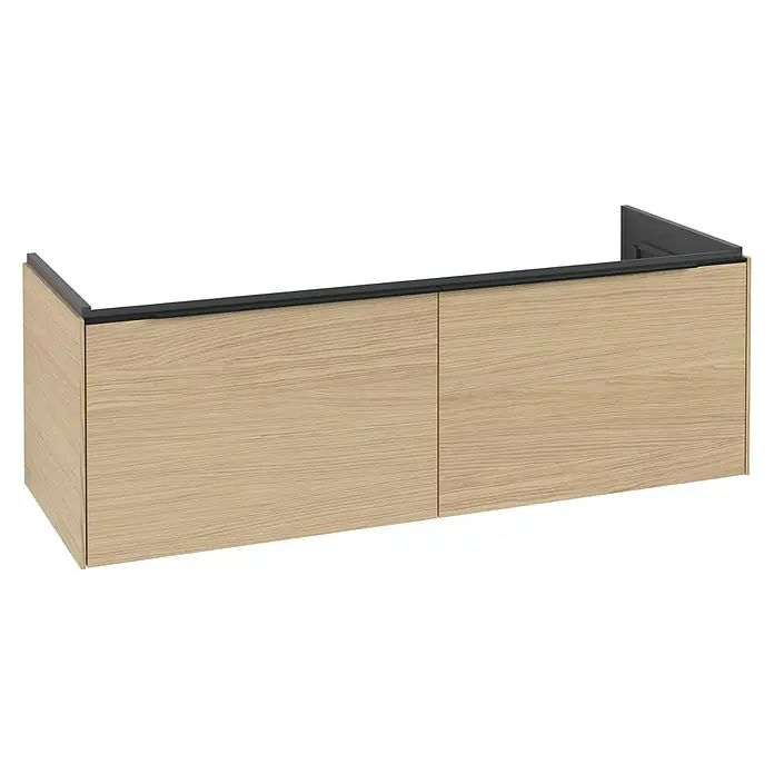 Villeroy & Boch Subway 3.0 Waschbeckenunterschrank (B x T x H: 127,2 x 47,8 x 42,9 cm, Farbe: Nordik Oak, Farbe Griff: Volcano Black)
