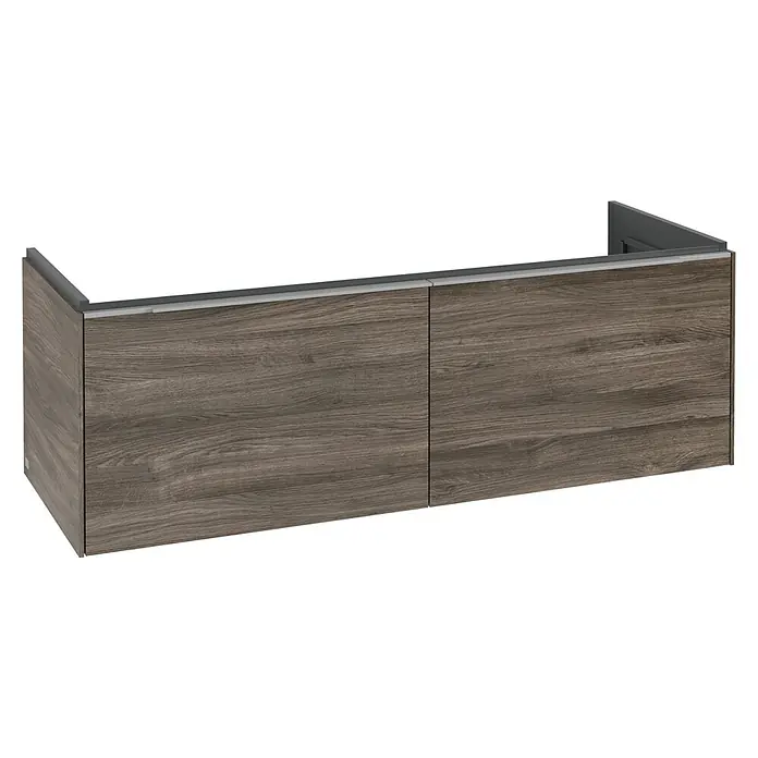Villeroy & Boch Subway 3.0 Waschbeckenunterschrank (B x T x H: 127,2 x 47,8 x 42,9 cm, Farbe: Stone Oak, Farbe Griff: Aluminium glänzend)