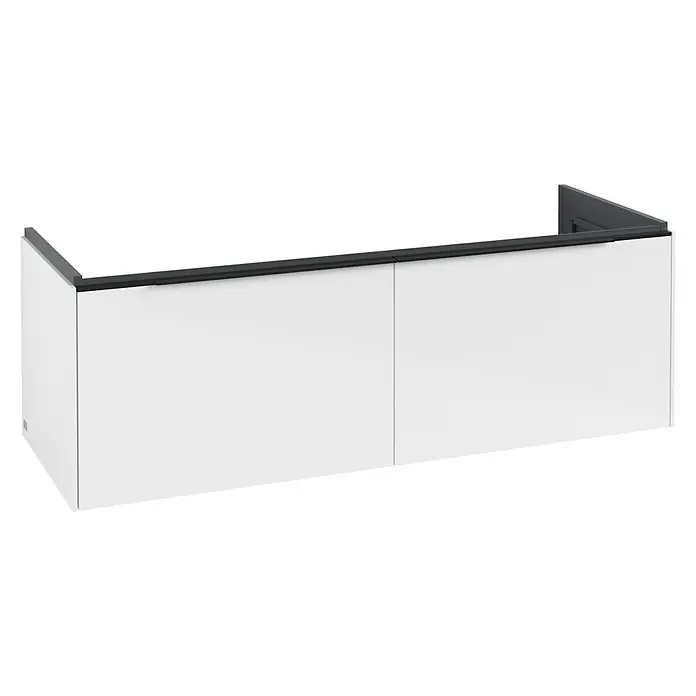 Villeroy & Boch Subway 3.0 Waschbeckenunterschrank (B x T x H: 127,2 x 47,8 x 42,9 cm, Farbe: Brilliant White, Farbe Griff: Volcano Black)