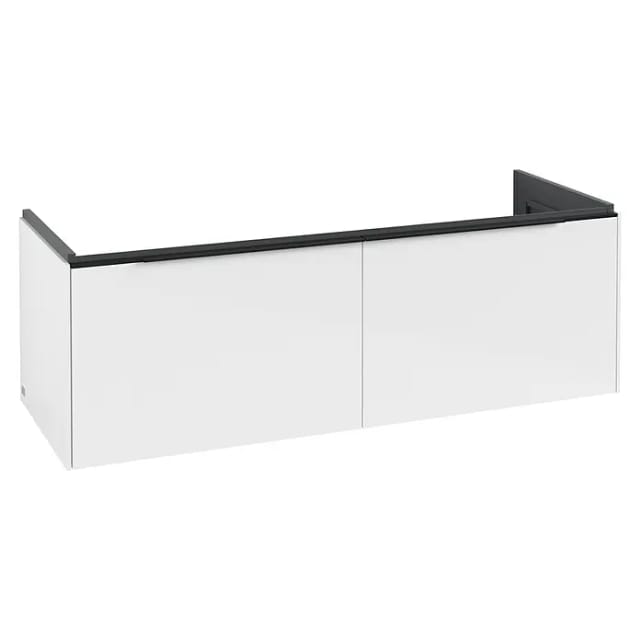 Villeroy & Boch Subway 3.0 Waschbeckenunterschrank (B x T x H: 127,2 x 47,8 x 42,9 cm, Farbe: Brilliant White, Farbe Griff: Volcano Black)