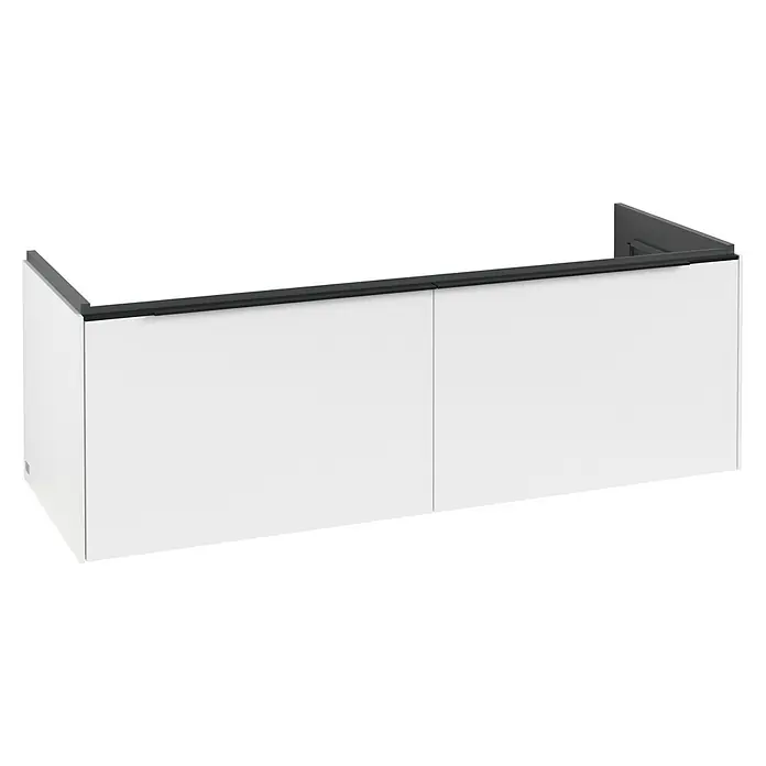 Villeroy & Boch Subway 3.0 Waschbeckenunterschrank (B x T x H: 127,2 x 47,8 x 42,9 cm, Farbe: Pure White, Farbe Griff: Volcano Black)