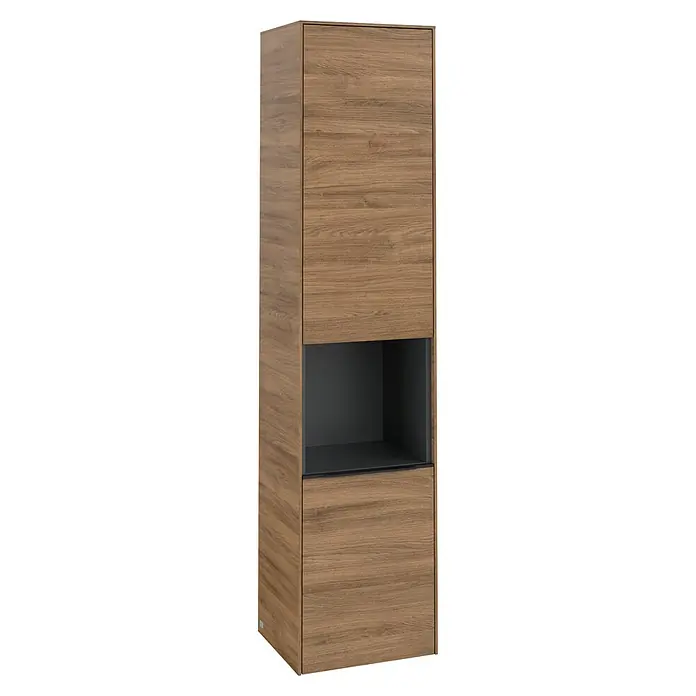 Villeroy & Boch Subway 3.0 Bad-Hochschrank (B x T x H: 40 x 36,2 x 171 cm, Farbe: Kansas Oak, Farbe Griff: Volcano black)