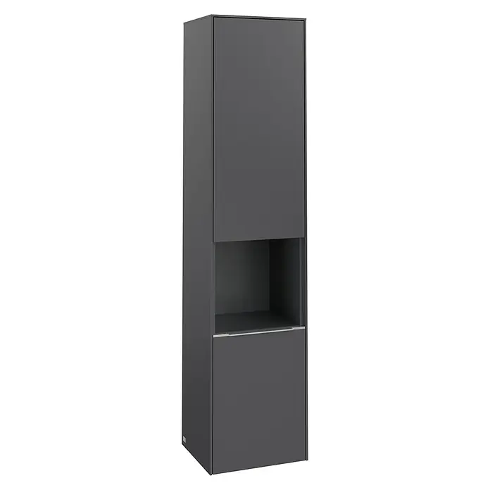 Villeroy & Boch Subway 3.0 Bad-Hochschrank (B x T x H: 40 x 36,2 x 171 cm, Farbe: Graphite, Farbe Griff: Aluminium glänzend)