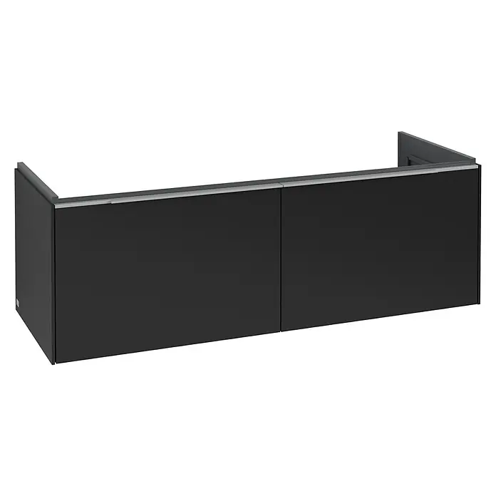 Villeroy & Boch Subway 3.0 Waschbeckenunterschrank (B x T x H: 127,2 x 47,8 x 42,9 cm, Farbe: Volcano Black, Farbe Griff: Aluminium glänzend)