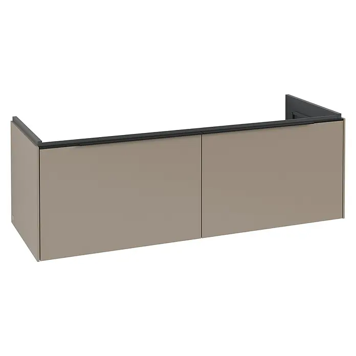 Villeroy & Boch Subway 3.0 Waschbeckenunterschrank (B x T x H: 127,2 x 47,8 x 42,9 cm, Farbe: Taupe, Farbe Griff: Volcano Black)