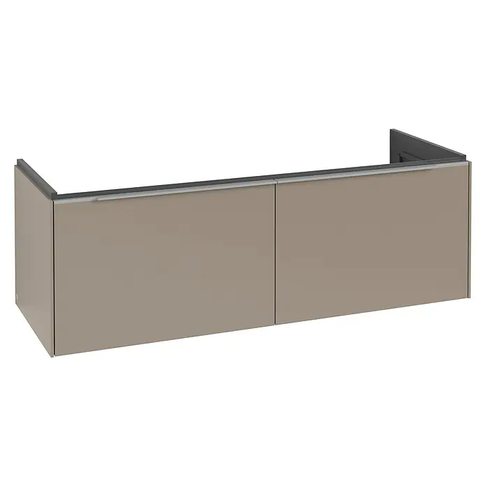 Villeroy & Boch Subway 3.0 Waschbeckenunterschrank (B x T x H: 127,2 x 47,8 x 42,9 cm, Farbe: Taupe, Farbe Griff: Aluminium glänzend)