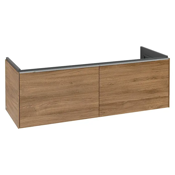 Villeroy & Boch Subway 3.0 Waschbeckenunterschrank (B x T x H: 127,2 x 47,8 x 42,9 cm, Farbe: Kansas Oak, Farbe Griff: Aluminium glänzend)