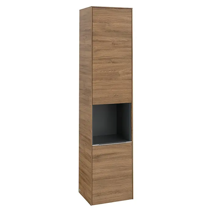 Villeroy & Boch Subway 3.0 Bad-Hochschrank (B x T x H: 40 x 36,2 x 171 cm, Farbe: Kansas Oak, Farbe Griff: Aluminium glänzend)
