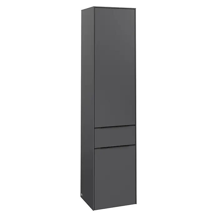 Villeroy & Boch Subway 3.0 Bad-Hochschrank (B x T x H: 40 x 36,2 x 171 cm, Farbe: Graphite, Farbe Griff: Volcano black)