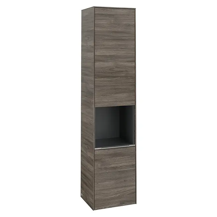 Villeroy & Boch Subway 3.0 Bad-Hochschrank (B x T x H: 40 x 36,2 x 171 cm, Farbe: Stone Oak, Farbe Griff: Aluminium glänzend)