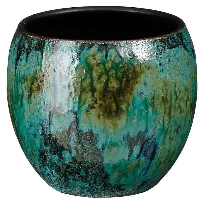 Mica Decorations Übertopf rund Loren (Außenmaß (Ø x H): 17 x 16 cm, Sonstiges, Blau/Grün)