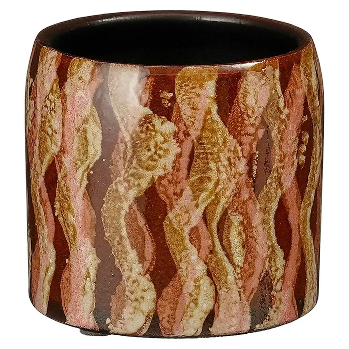 Mica Decorations Übertopf rund Nathan (1 Stk., Außenmaß (Ø x H): 12 x 11 cm, Sonstiges, Gold/Braun)