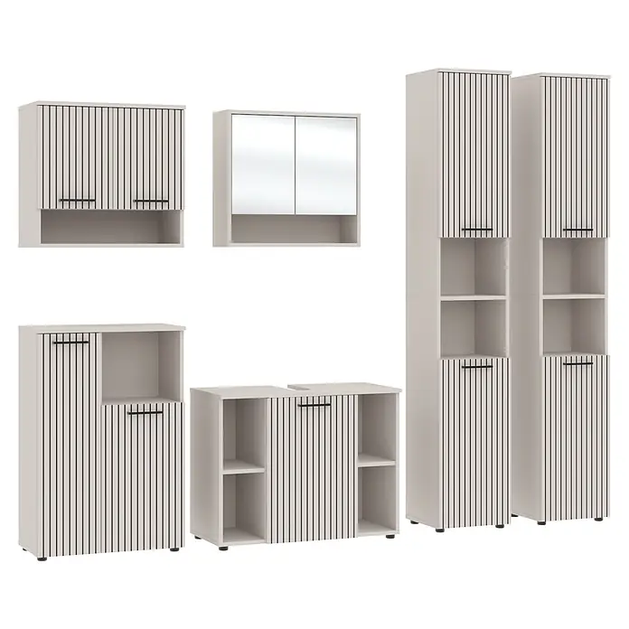 Respekta Badmöbel-Set Lina (Gesamtbreite Badmöbel: 255 cm, Kaschmir, Matt, Ohne Beleuchtung)