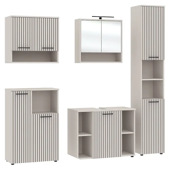 Respekta Badmöbel-Set Lina (Gesamtbreite Badmöbel: 205 cm, Kaschmir, Matt, Mit Beleuchtung)
