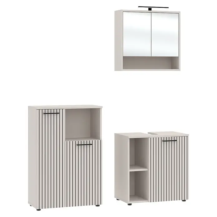 Respekta Badmöbel-Set Lina (Gesamtbreite Badmöbel: 135 cm, Kaschmir, Matt, Mit Beleuchtung, 3 -tlg.)