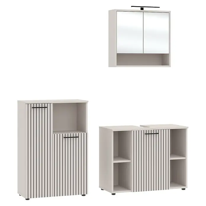Respekta Badmöbel-Set Lina (Gesamtbreite Badmöbel: 155 cm, Kaschmir, Matt, Mit Beleuchtung, 3 -tlg.)