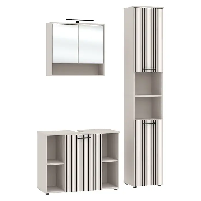 Respekta Badmöbel-Set Lina (Gesamtbreite Badmöbel: 130 cm, Kaschmir, Matt, Mit Beleuchtung)