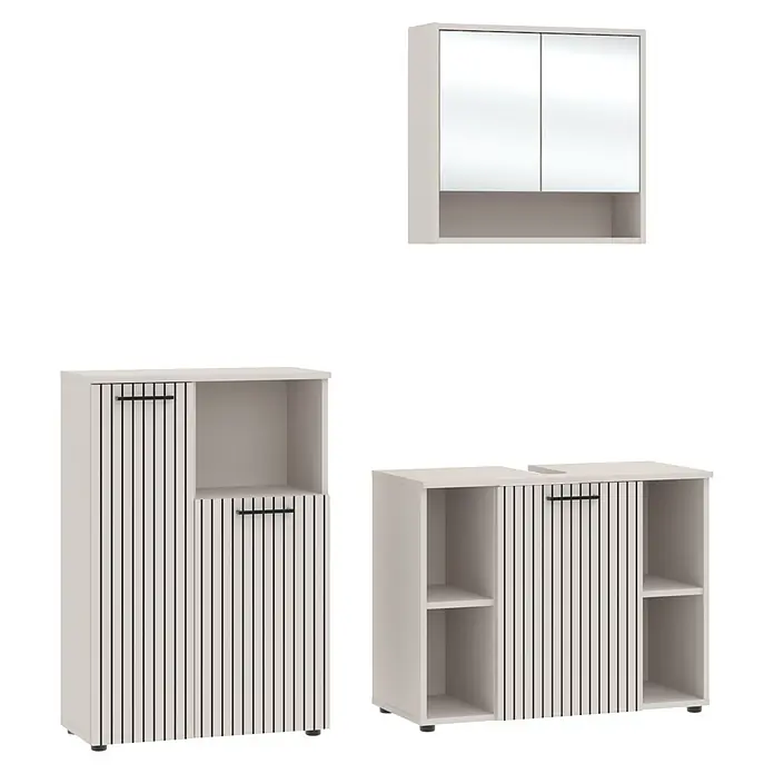 Respekta Badmöbel-Set Lina (Gesamtbreite Badmöbel: 155 cm, Kaschmir, Matt, Ohne Beleuchtung, 3 -tlg.)