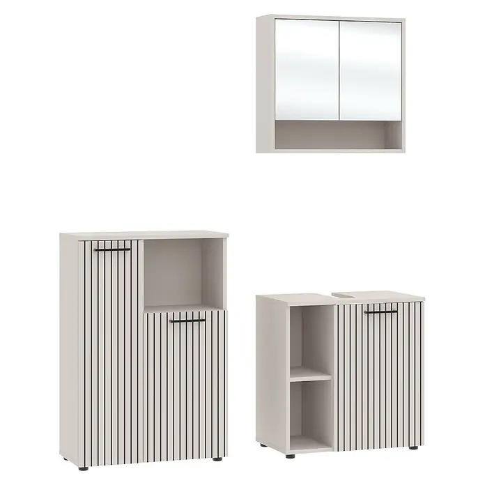 Respekta Badmöbel-Set Lina (Gesamtbreite Badmöbel: 135 cm, Kaschmir, Matt, Ohne Beleuchtung, 3 -tlg.)