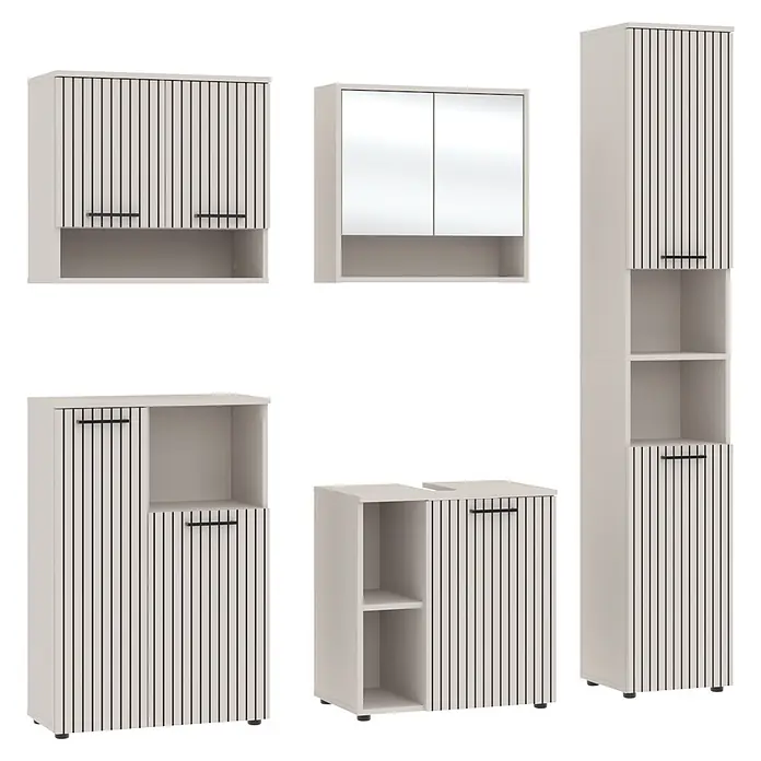 Respekta Badmöbel-Set Lina (Gesamtbreite Badmöbel: 185 cm, Kaschmir, Matt, Ohne Beleuchtung)