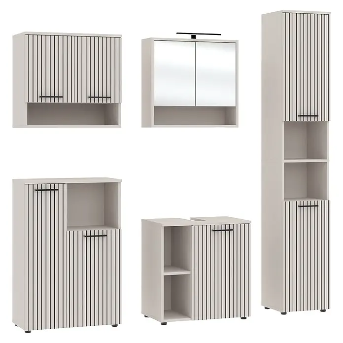 Respekta Badmöbel-Set Lina (Gesamtbreite Badmöbel: 185 cm, Kaschmir, Matt, Mit Beleuchtung)