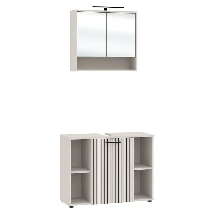 Respekta Badmöbel-Set Lina (Gesamtbreite Badmöbel: 80 cm, Kaschmir, Matt, Mit Beleuchtung)