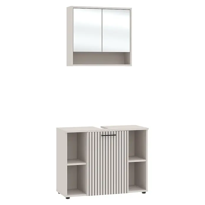Respekta Badmöbel-Set Lina (Gesamtbreite Badmöbel: 80 cm, Kaschmir, Matt, Ohne Beleuchtung)