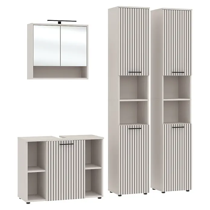 Respekta Badmöbel-Set Lina (Gesamtbreite Badmöbel: 180 cm, Kaschmir, Matt, Ohne Beleuchtung)