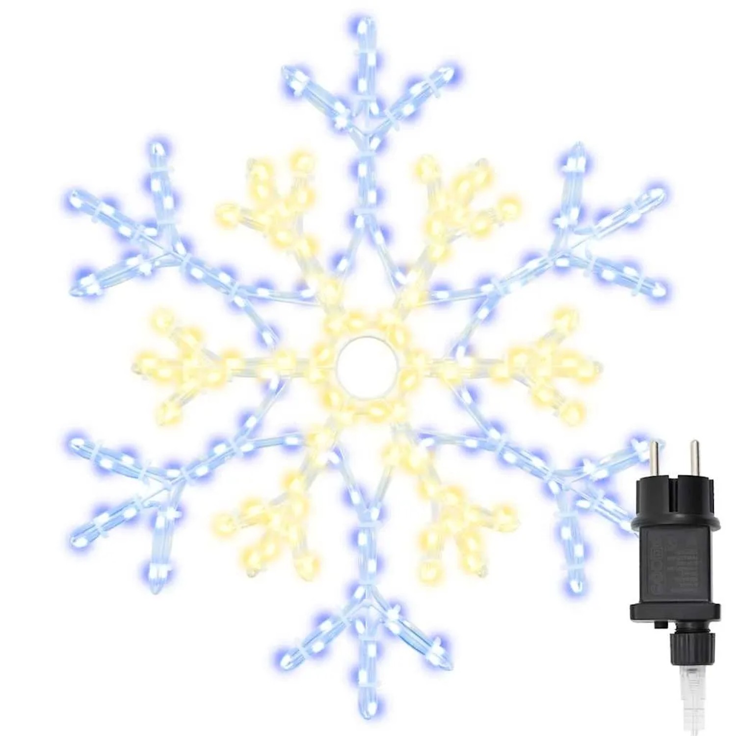 vidaXL Weihnachts-Schneeflocke Warmweiß 56 x 49 x 0,7 cm PVC 42018954