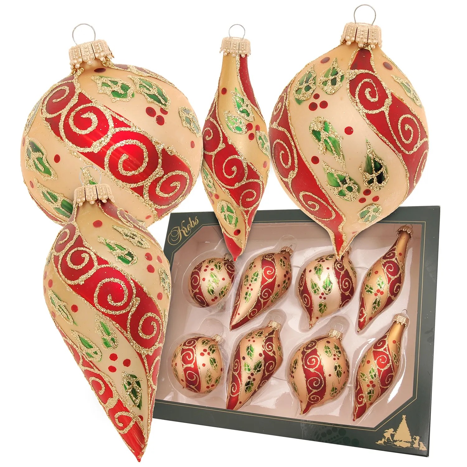 Krebs Glas Lauscha Weihnachtskugeln Mia Rankendesign Goldfarbig 7cm