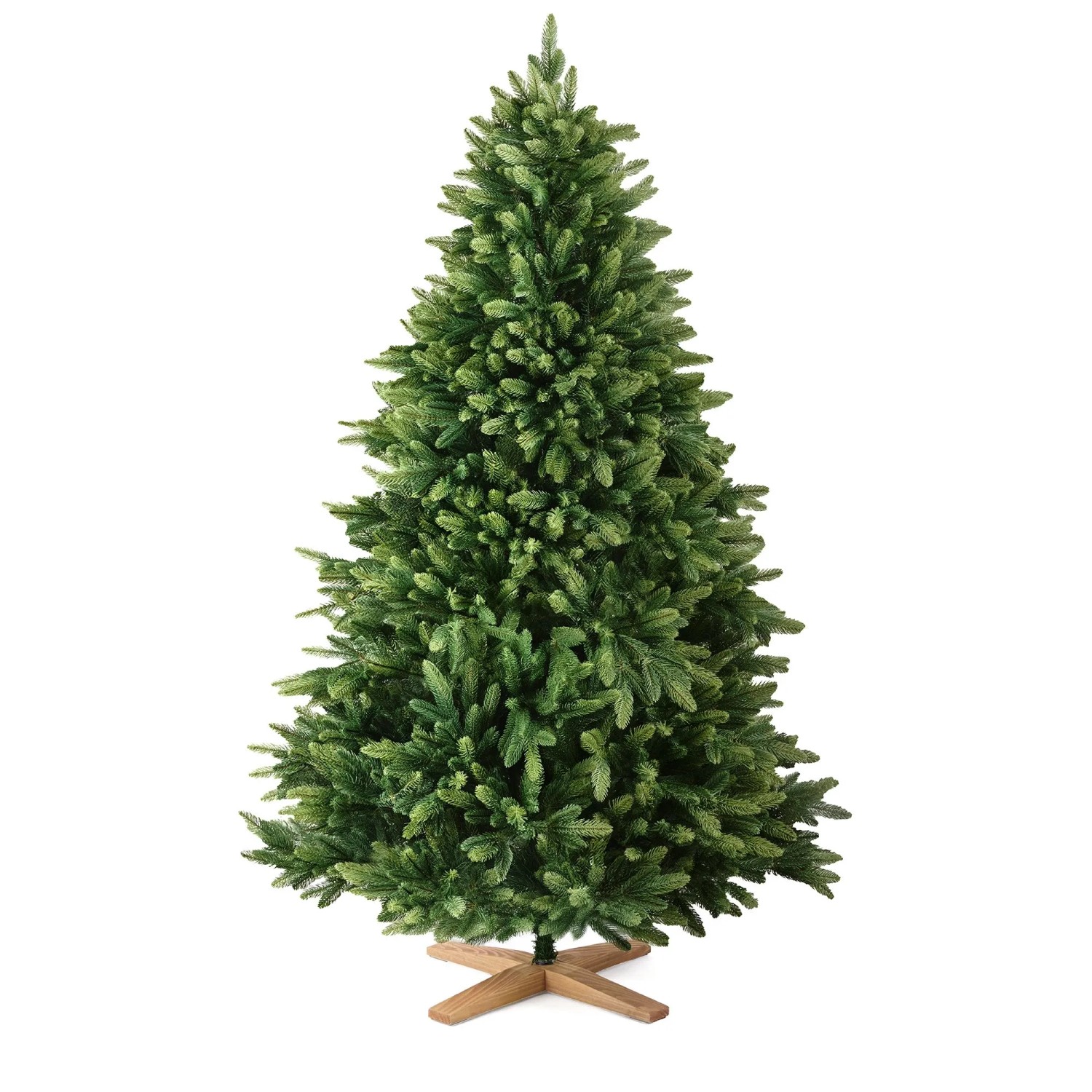 Merry Tree Luxus Künstlicher Weihnachtsbaum 150cm Tannenbaum mit Naturgetreuen PE-Spritzguss-Nadeln und Edlem Holzfuß