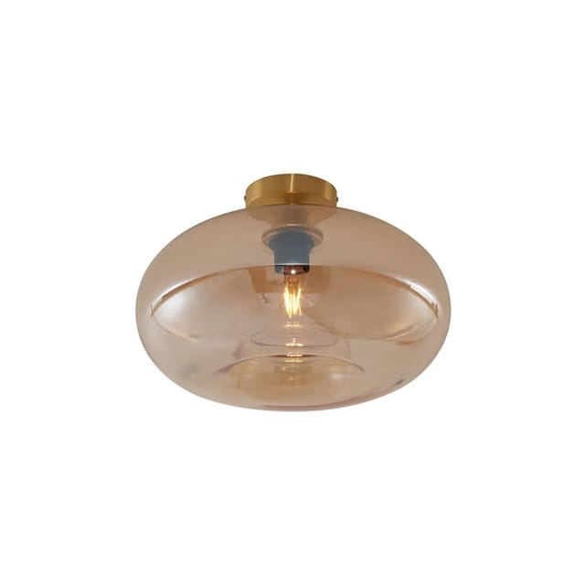 Art-deco-deckenleuchte Messing Mit Bernsteinglas 40cm - Busa