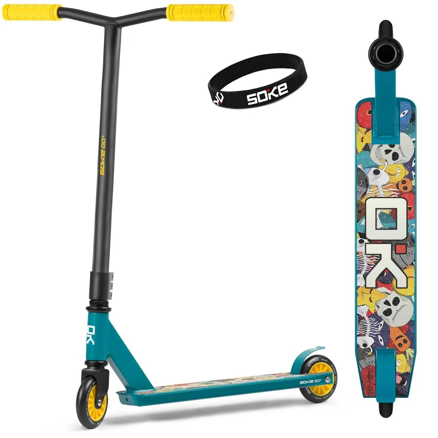 SOKE Go Stunt Scooter Gelb Und Blau