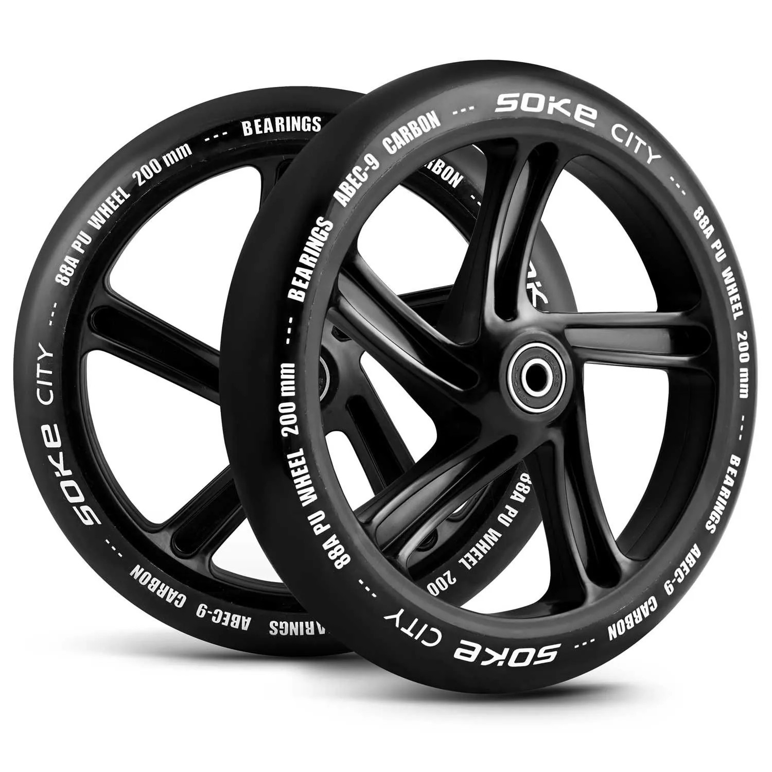 SOKE City Scooter Räder 200 Mm Schwarz 2 Stück