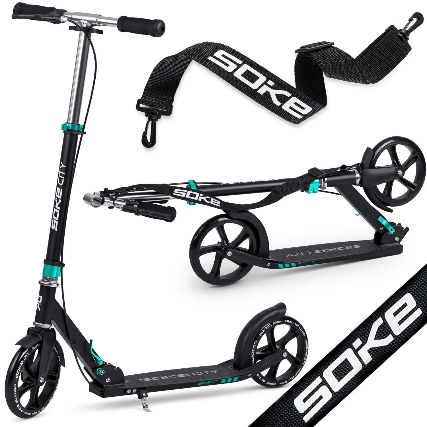 SOKE City Scooter Schwarz Und Türkis