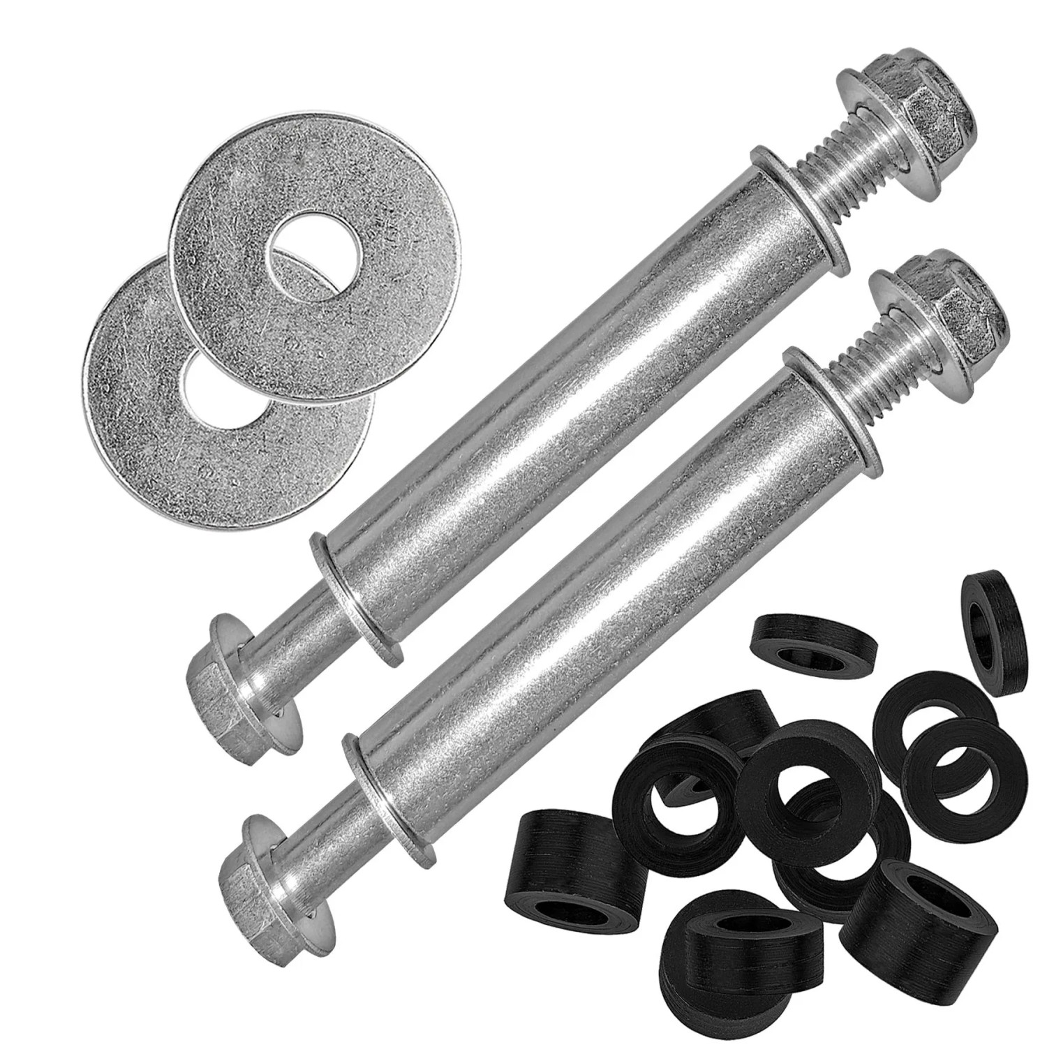 BigDean 2x Universal Achse für Schubkarrenrad Schubkarrenachse Montage Set 14 teilig Ø 20mm x 147mm Stahl Verzinkt Schubkarren Karren