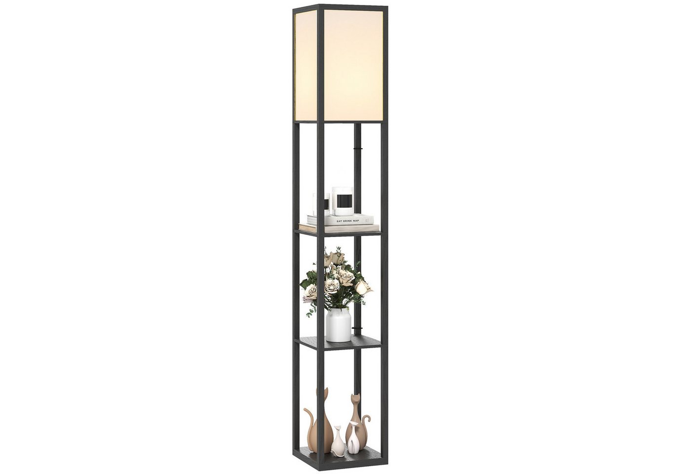 HOMCOM Stehleuchte MDF L26 x B26 x H160 cm Schwarz+Weiß Bild 4