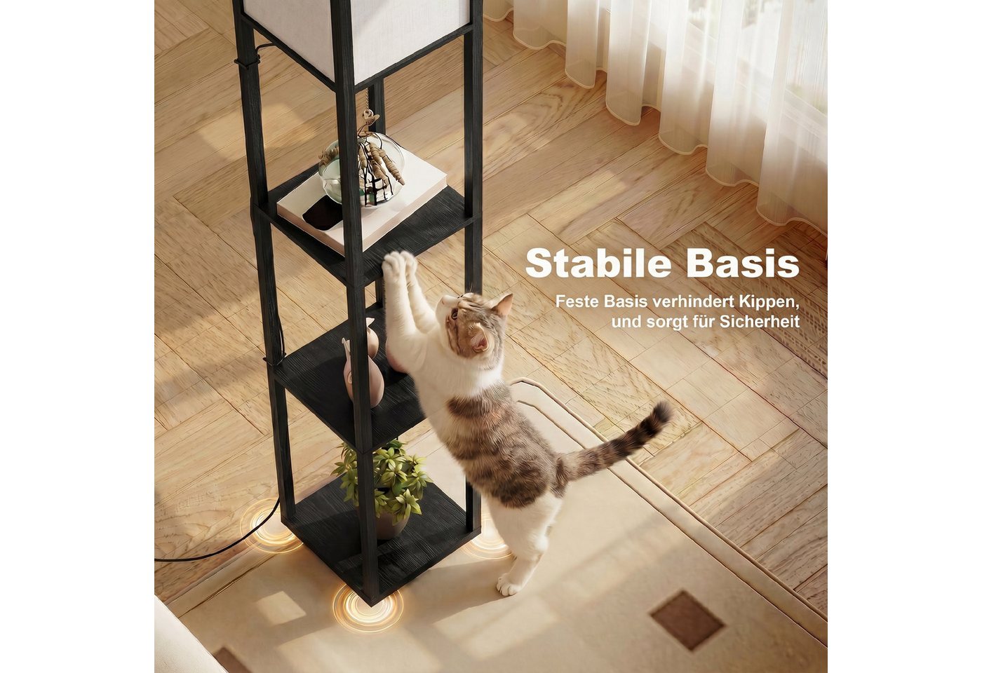 HOMCOM Stehleuchte MDF L26 x B26 x H160 cm Schwarz+Weiß Bild 5