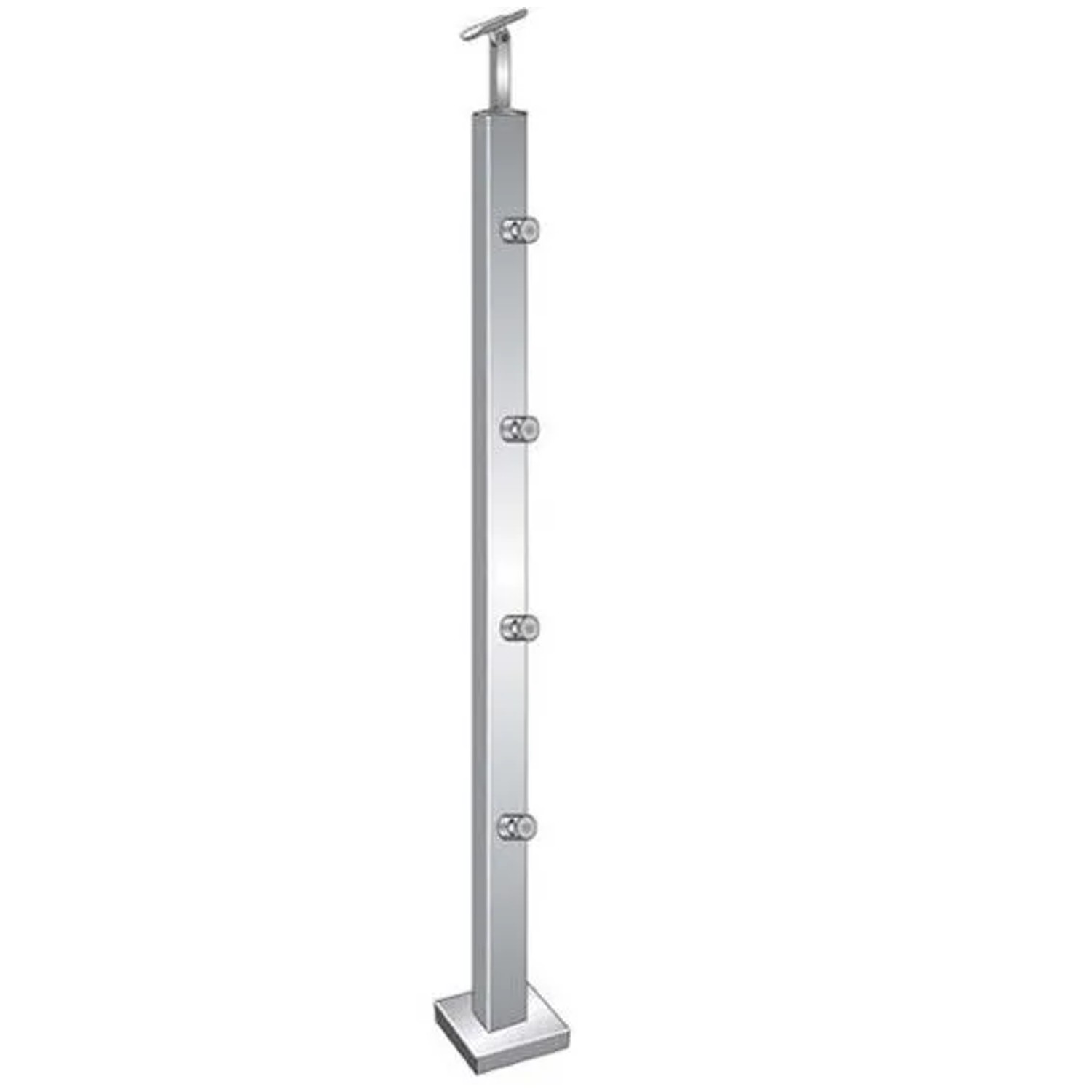 FeNau Treppenpfosten Edelstahl AISI 304 900 mm 40x40 mm Oberverankerung Für Füllstäbe D12