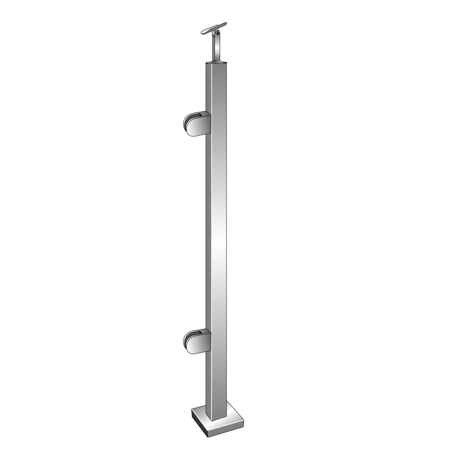 FeNau Endpfosten Edelstahl AISI 304 1000 mm Für Glas 8,76 mm Bodenmontage Links Schliff
