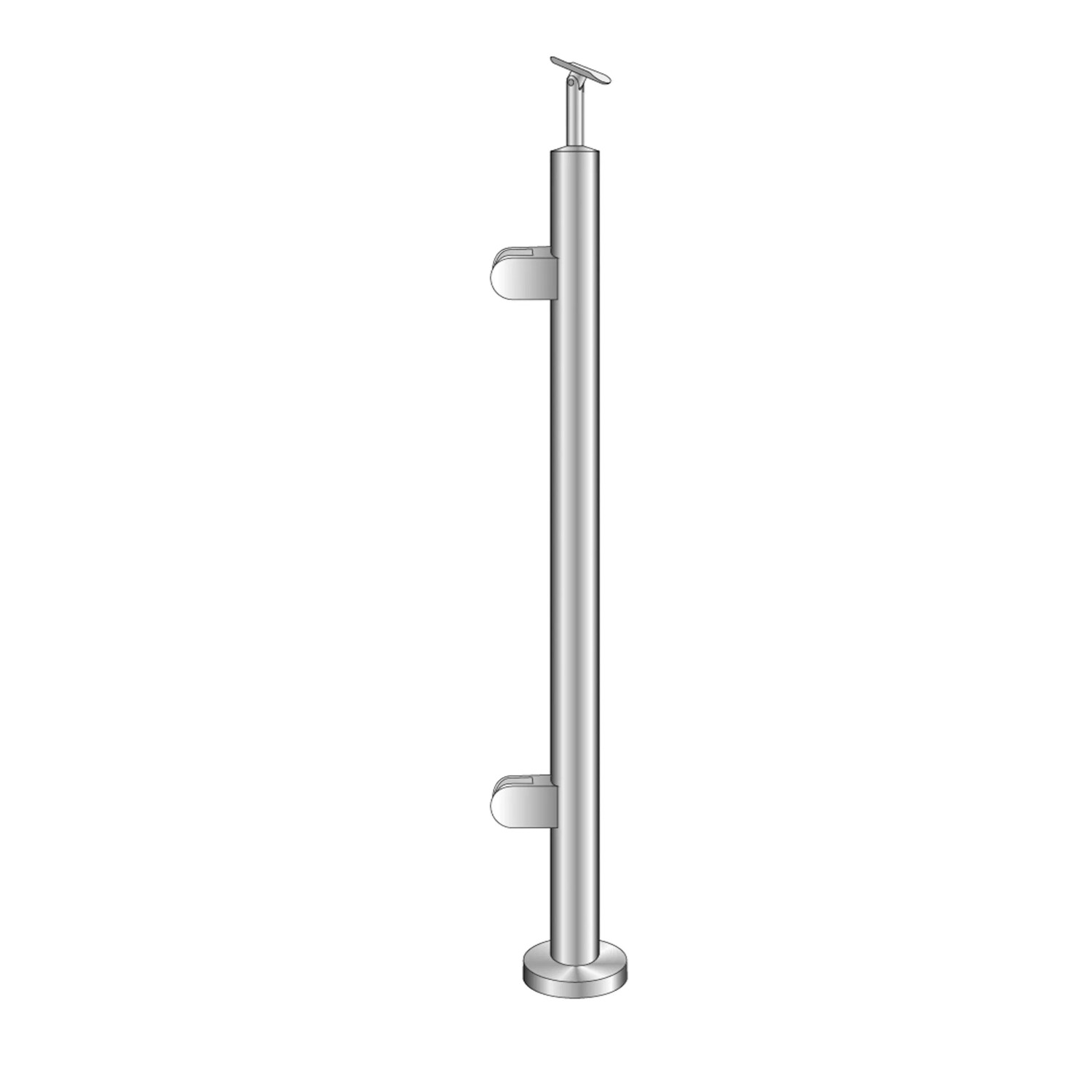 FeNau Endpfosten Edelstahl AISI 304 Flach 1000mm Oberverankerung Links Glas 8,76mm