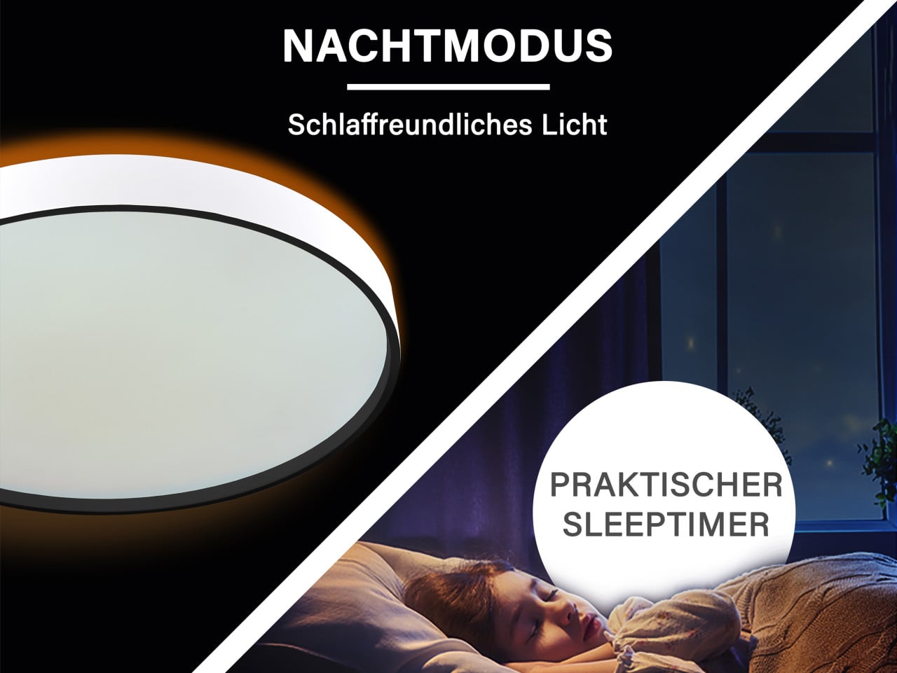 MegaLight LED-Deckenleuchte Shining Jupiter Black Ø38 cm Backlight dimmbar Bild 2