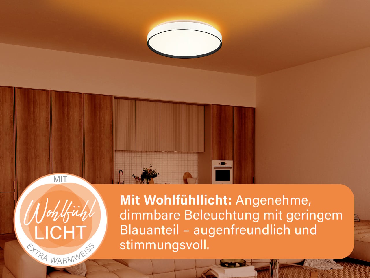 MegaLight LED-Deckenleuchte Shining Jupiter Black Ø38 cm Backlight dimmbar Bild 3
