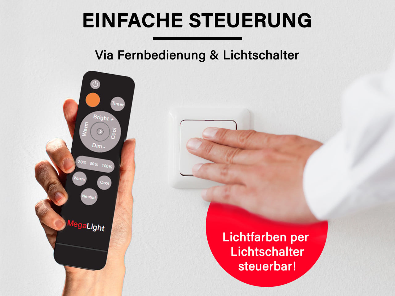 MegaLight LED-Deckenleuchte Shining Jupiter Black Ø38 cm Backlight dimmbar Bild 5