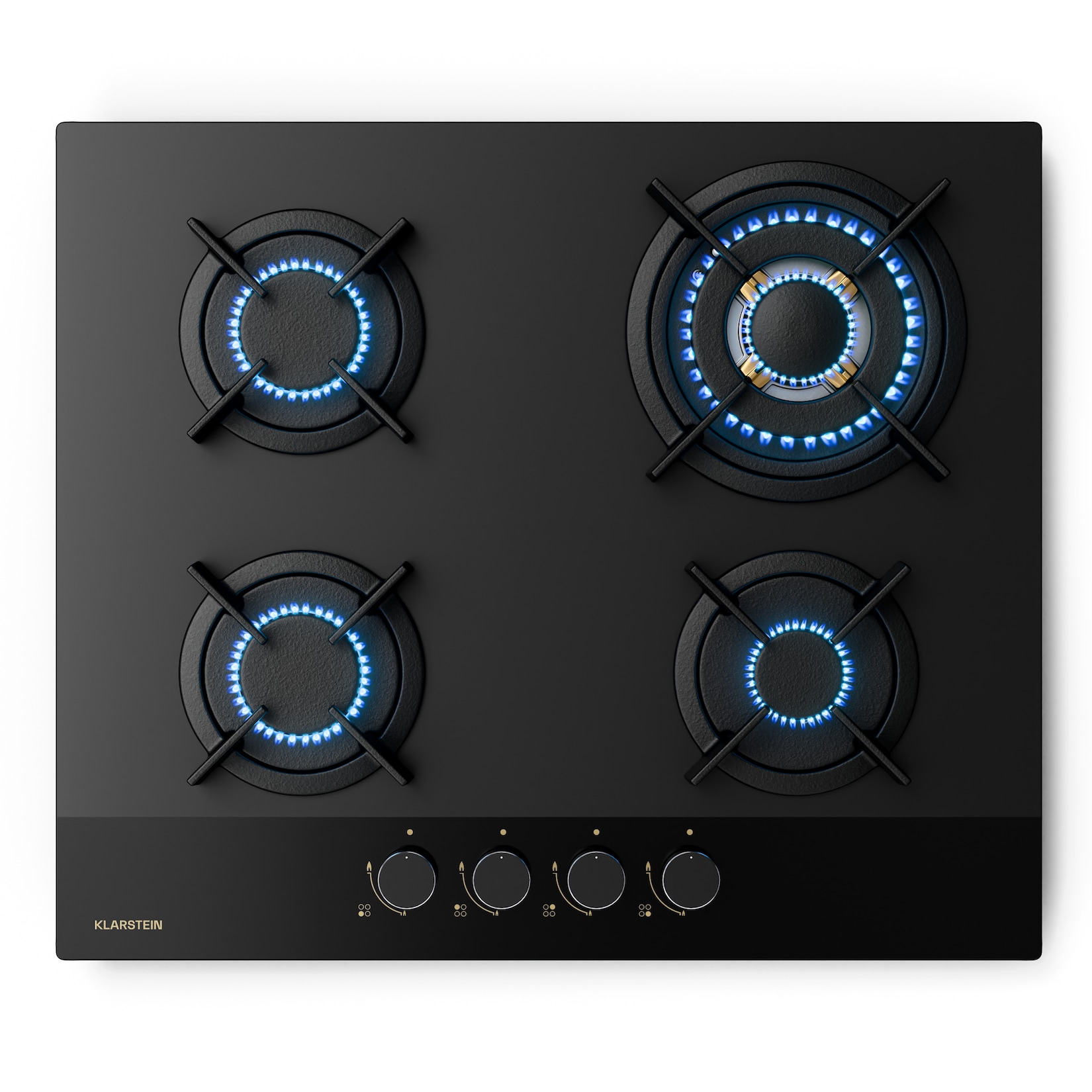 Goldflame Nano Gaskochfeld 4 Messingbrenner 8 kW Nano-Beschichtung LPG/Erdgas Schwarz 4