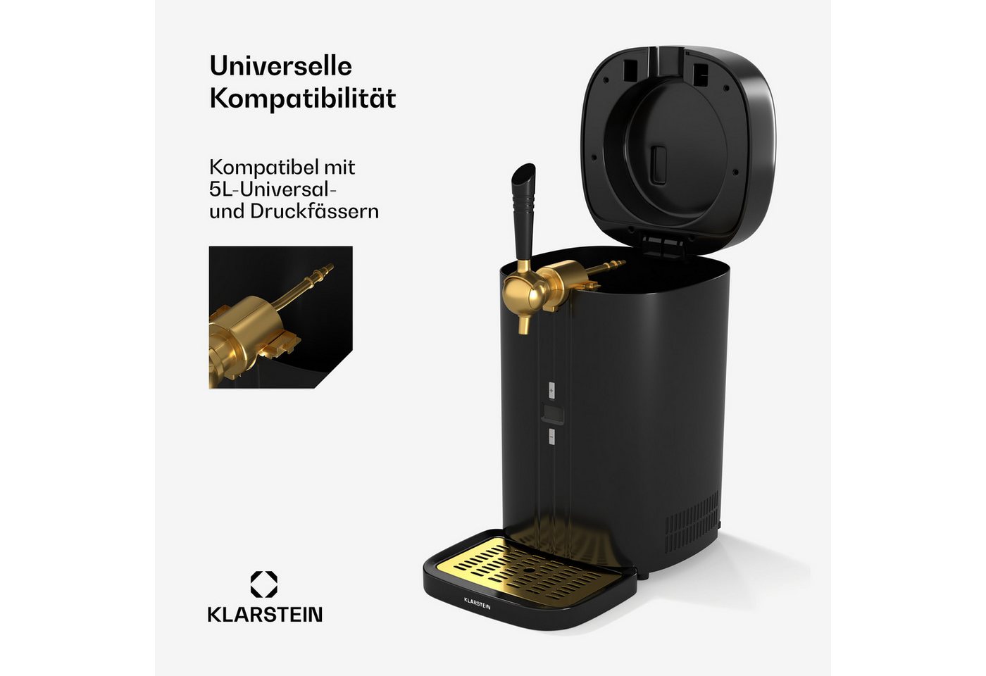 FrostBrew Bierzapfanlage CO2-Drucksystem Thermokühlung 3-12 °C LED-Temperaturanzeige Schwarz/Antik-Gold-Metallic