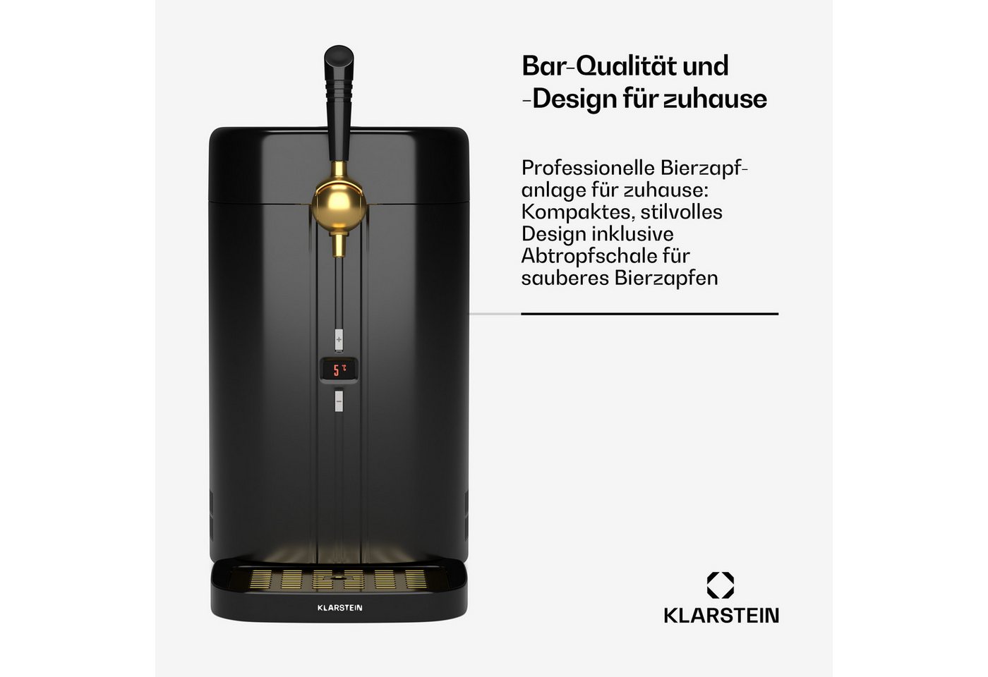 FrostBrew Bierzapfanlage CO2-Drucksystem Thermokühlung 3-12 °C LED-Temperaturanzeige Schwarz/Antik-Gold-Metallic Bild 2